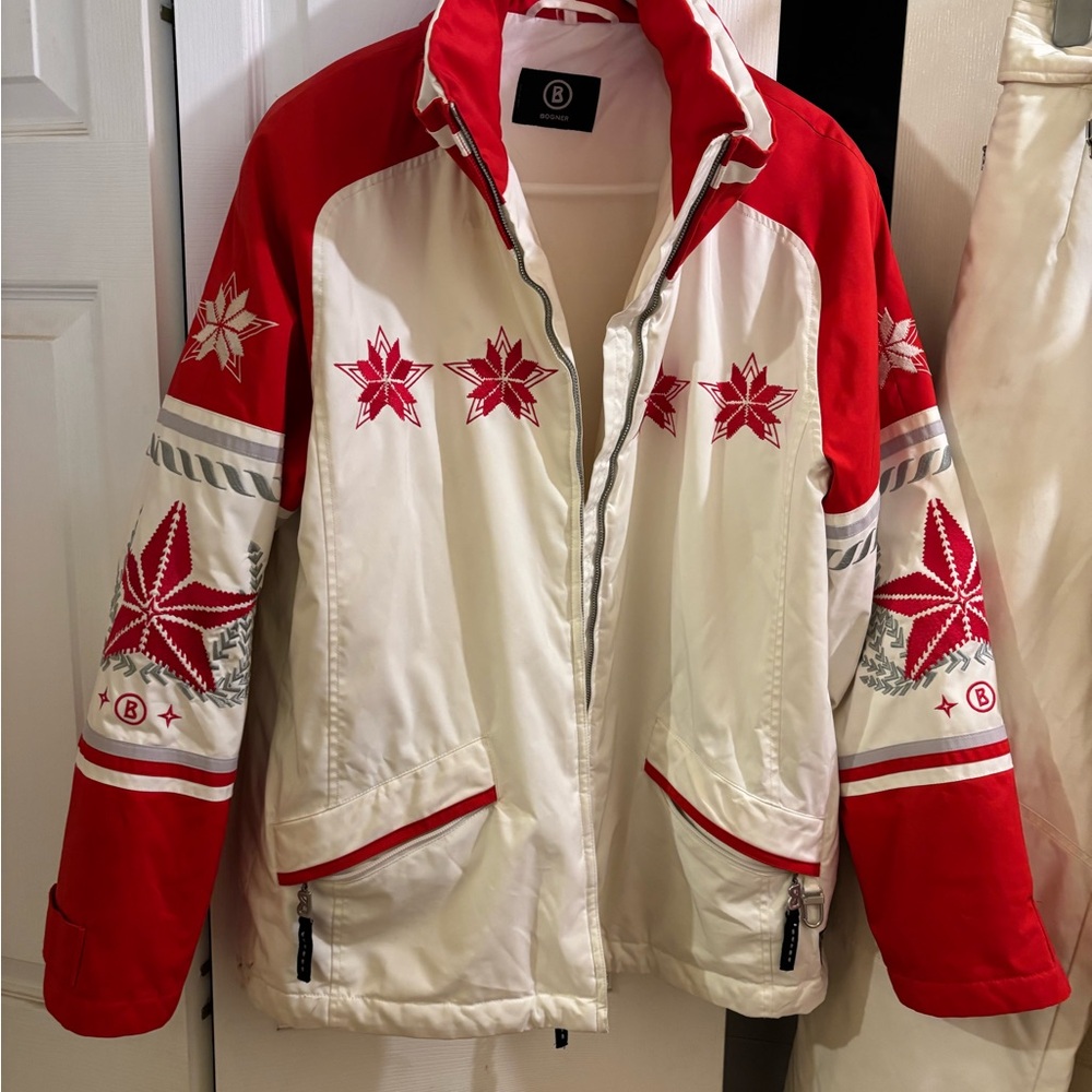 Vintage Bogner Red & White Ski Jacket/matching pants. Excellent condition